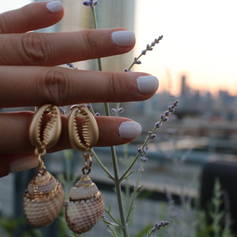 NEW Handmade Earrings | Natural Seashell Dangle - Picture 3 of 5